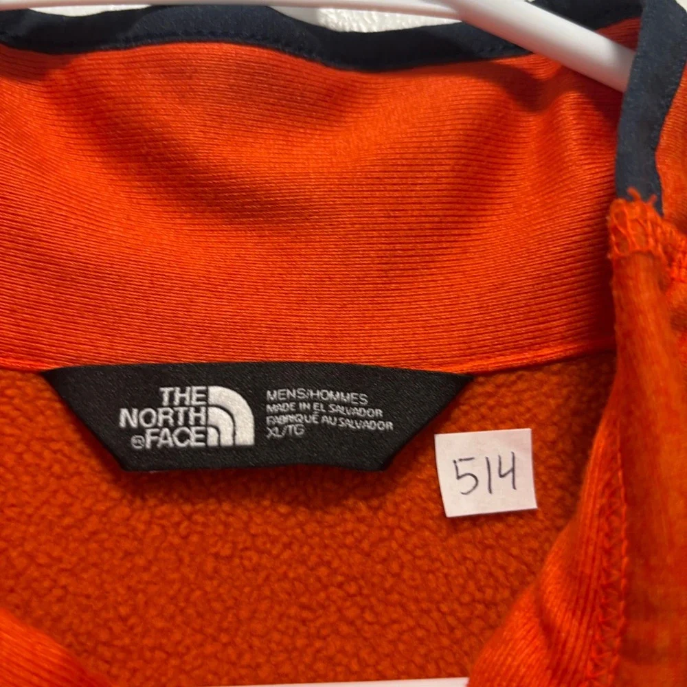 The North Face Mens XL Orange Full Zip Fleece Jacket Belle Aire Creations Logo